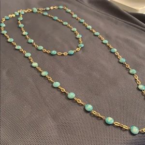 Vintage Blue/White Beads on Gold Layered Necklace